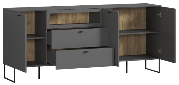 Sideboard Nuvola in grau und Eiche Evoke, Wohn- und Esszimmer Kommode 191 x 84 cm