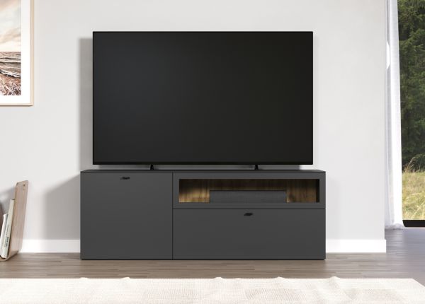 TV-Lowboard Nuvola in grau und Eiche Evoke, TV-Schrank 120 x 58 cm
