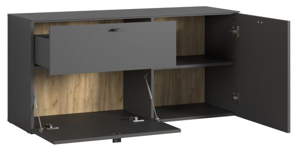 TV-Lowboard Nuvola in grau und Eiche Evoke, TV-Schrank 120 x 58 cm