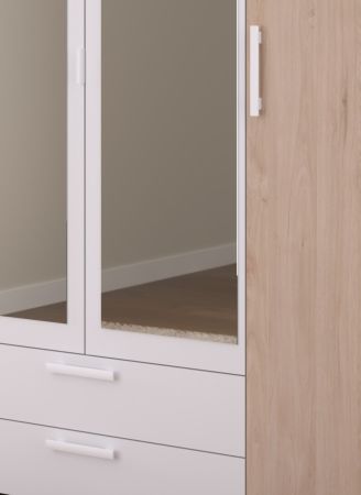Kleiderschrank Enjour in Jackson Eiche und wei� Dreht�renschrank 4-t�rig mit Spiegel 160 x 185 cm