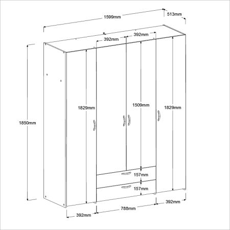 Kleiderschrank Enjour in Jackson Eiche und wei� Dreht�renschrank 4-t�rig mit Spiegel 160 x 185 cm