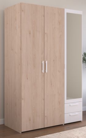 Kleiderschrank Enjour in Jackson Eiche und wei� Dreht�renschrank 3-t�rig mit Spiegel 120 x 185 cm