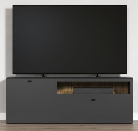 TV-Lowboard Nuvola in grau und Eiche Evoke, TV-Schrank 160 x 58 cm