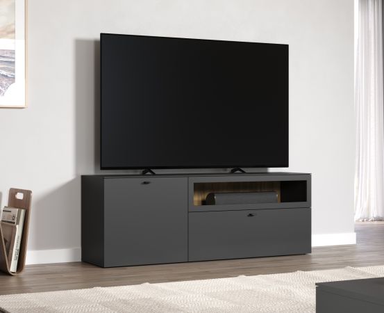 TV-Lowboard Nuvola in grau und Eiche Evoke, TV-Schrank 160 x 58 cm