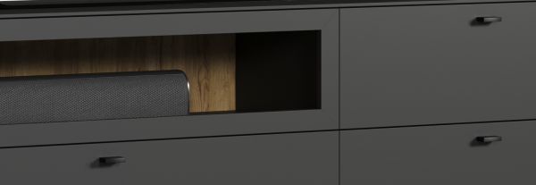 Wohnwand Nuvola in grau und Kaschmir Wohnkombination 4-teilig 305 x 208 cm