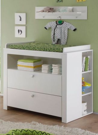 Babyzimmer Olivia in weiß Wickelkommode Set 3-teilig mit Regal und Wandregal