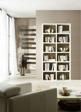 Bücherregal / Standregal "MDor" in weiß Hochglanz lackiert 122 x 222 cm
