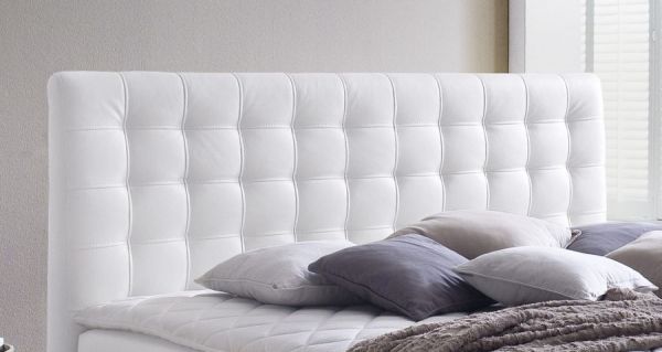 Boxspringbett Isabelle 200 x 200 cm Leder Optik wei Taschenfederkern Matratze
