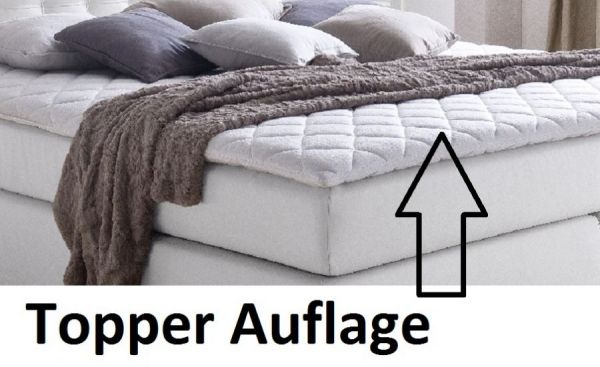 Boxspringbett Isabelle 200 x 200 cm Leder Optik wei Taschenfederkern Matratze