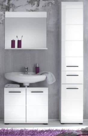 Badezimmer Badmbel Set Skin in wei Hochglanz Badkombination 3-teilig 114 x 182 cm