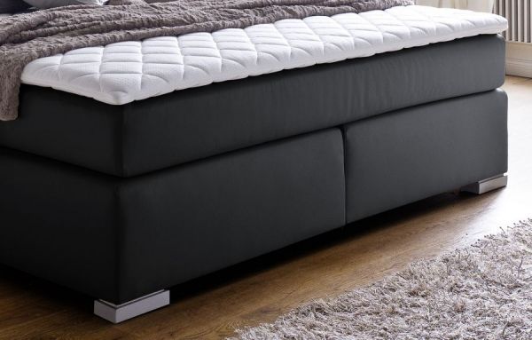 Boxspringbett Isabelle 200 x 200 cm Leder Optik schwarz Taschenfederkern Matratze