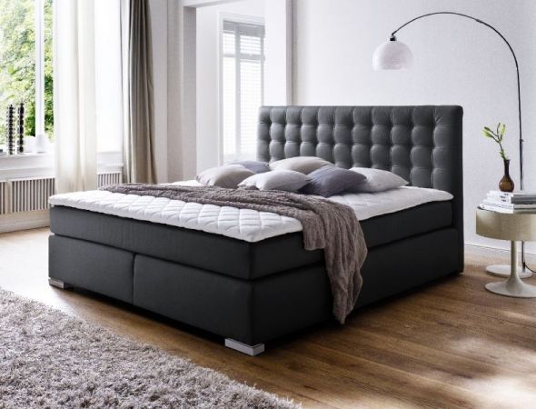 Boxspringbett Isabelle 200 x 200 cm Leder Optik schwarz 7 Zonen Tonnentaschenfederkern Matratze