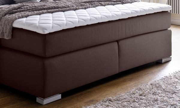 Boxspringbett Isabelle 200 x 200 cm Leder Optik braun 7 Zonen Tonnentaschenfederkern Matratze
