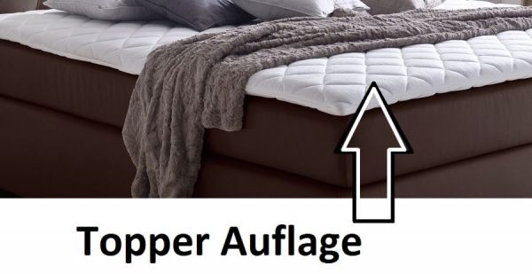 Boxspringbett Isabelle 200 x 200 cm Leder Optik braun 7 Zonen Tonnentaschenfederkern Matratze