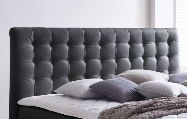 Boxspringbett Isabelle 180 x 200 cm Leder Optik schwarz Taschenfederkern Matratze