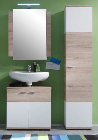 Badezimmer Waschbeckenunterschrank "Campus" in Eiche San Remo hell und weiß Badschrank 60 x 65 cm