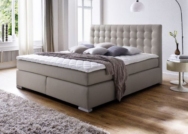 Boxspringbett Isabelle 180 x 200 cm Leder Optik muddy 7 Zonen Tonnentaschenfederkern Matratze