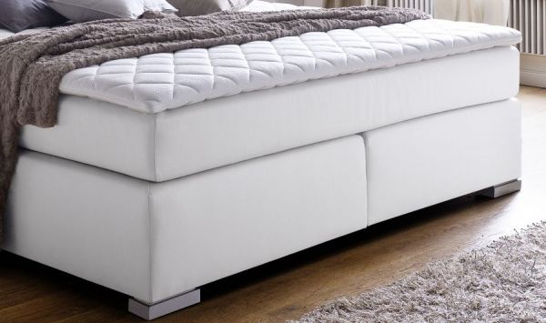 Boxspringbett Isabelle 180 x 200 cm Leder Optik wei 7 Zonen Tonnentaschenfederkern Matratze