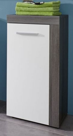 Badezimmer Unterschrank "Miami" in Sardegna Rauchsilber grau und weiß Badschrank 36 x 81 cm