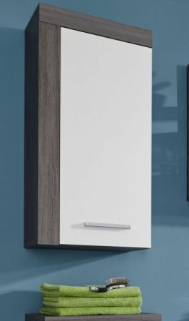 Badezimmer Hängeschrank "Miami" in weiß und Sardegna Rauchsilber grau 36 x 79 cm