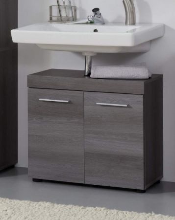 Badezimmer Waschbeckenunterschrank Runner in Sardegna grau Rauchsilber Badschrank 2-trig 58 x 57 cm