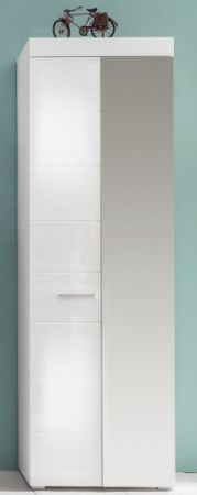 Garderobe "Amanda" 5-teilig weiß Hochglanz mit Sitzbank 264 x 195 cm