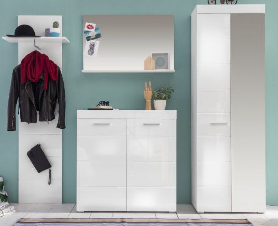 Garderobe Amanda 4-teilig in wei Hochglanz 230 x 195 cm