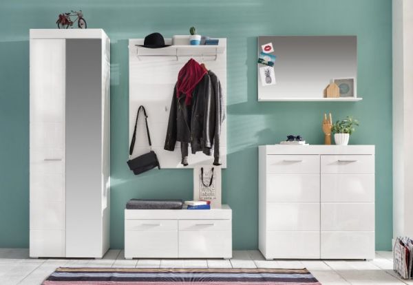 Garderobenschrank Schuhschrank Amanda wei Hochglanz 62 x 195 cm