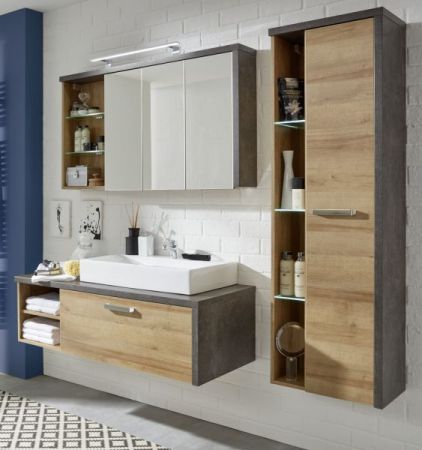 Badmbel Set Bay Eiche Riviera und Beton grau, 3-teilig (186 x 190 cm)
