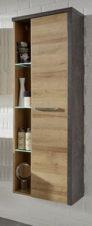 Badezimmer: Hngeschrank Bay Eiche Riviera, Beton grau (48 x 160 cm)