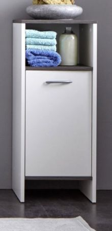 Badezimmer Unterschrank "California" in weiß und Sardegna grau Rauchsilber Badschrank 32 x 82 cm