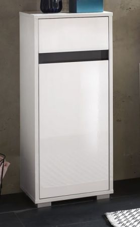 Badezimmer Unterschrank SOL in weiß Hochglanz lackiert und grau Badschrank 35 x 89 cm