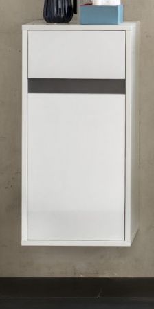 Badezimmer Unterschrank "SOL" in weiß Hochglanz lackiert und grau Badschrank hängend 35 x 73 cm