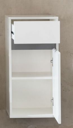 Badezimmer Unterschrank SOL in wei Hochglanz lackiert und grau Badschrank hngend 35 x 73 cm