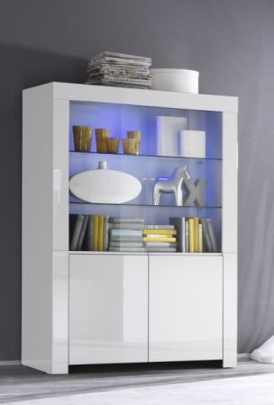 Vitrine Highboard wei Hochglanz Lack Italien Livorno22