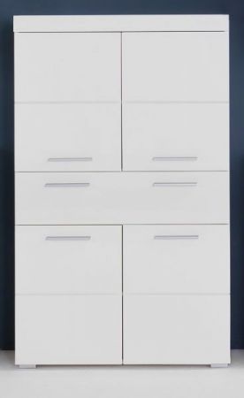 Badezimmer Midischrank Amanda in wei Hochglanz Badschrank 73 x 132 cm