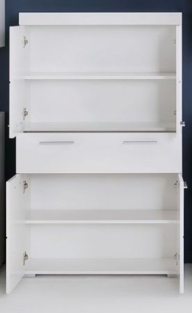 Badezimmer Midischrank Amanda in wei Hochglanz Badschrank 73 x 132 cm