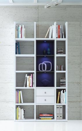 Bücherwand MDor Dekor Lack weiß matt LED-Beleuchtung Breite 120 cm