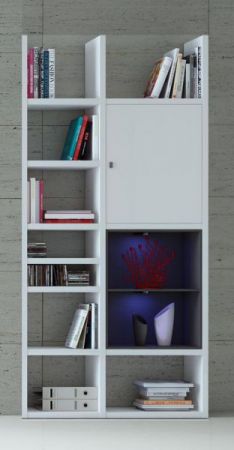 Bücherregal Bücherwand Dekor Lack weiß matt LED-Beleuchtung Breite 108 cm