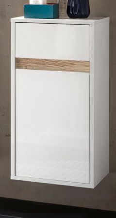 Badezimmer Unterschrank SOL in wei Hochglanz lackiert und Alteiche Badschrank hngend 35 x 73 cm