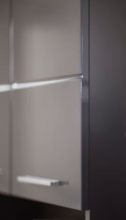 Badezimmer Badmbel Set Amanda Hochglanz grau inkl. LED-Beleuchtung Badkombination 6-teilig