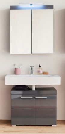 Badezimmer Badmbel Set Amanda in grau Hochglanz Badkombination 2-teilig 60 x 190 cm