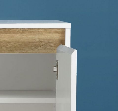 Sideboard Sol in weiß Hochglanz Lack mit Absetzung in 2 verschiedenen Farben Anrichte 3-türig 119 x 84 cm