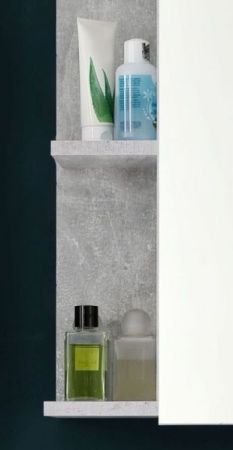 Badezimmer Badmöbel Set "Nano" in weiß Hochglanz und Stone Design grau Badkombination 4-teilig 154 x 182 cm