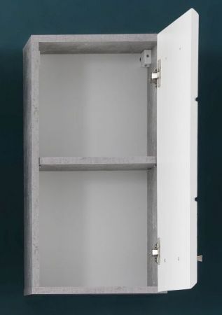 Bad Hängeschrank "Nano" in weiß Hochglanz und Stone Design grau Badschrank 32 x 61 cm