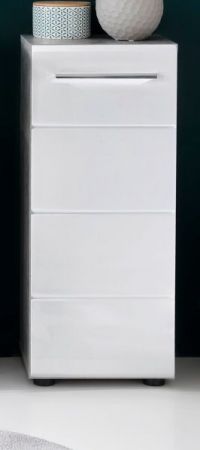Badezimmer Unterschrank Nano in wei Hochglanz und Stone Design grau Badschrank 32 x 82 cm