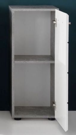 Badezimmer Unterschrank Nano in wei Hochglanz und Stone Design grau Badschrank 32 x 82 cm