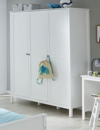 Baby- und Kinderzimmer XXL Kleiderschrank Ole in Landhaus weiß 3-türig 141 x 192 cm