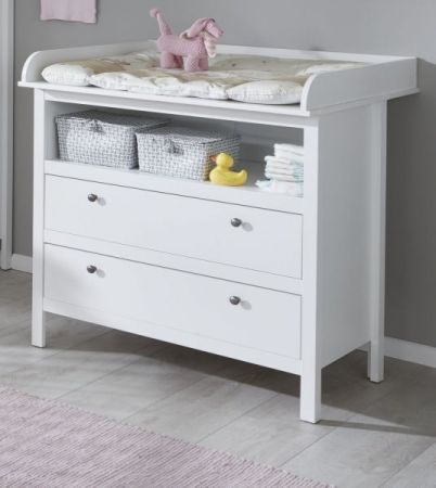 Babyzimmer Ole in weiß komplett Set 2-teilig mit Wickelkommode und Babybett
