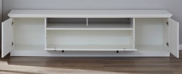 TV-Lowboard "Baxter" in weiß im Landhausstil inklusive Podest 177 x 65 cm Komforthöhe